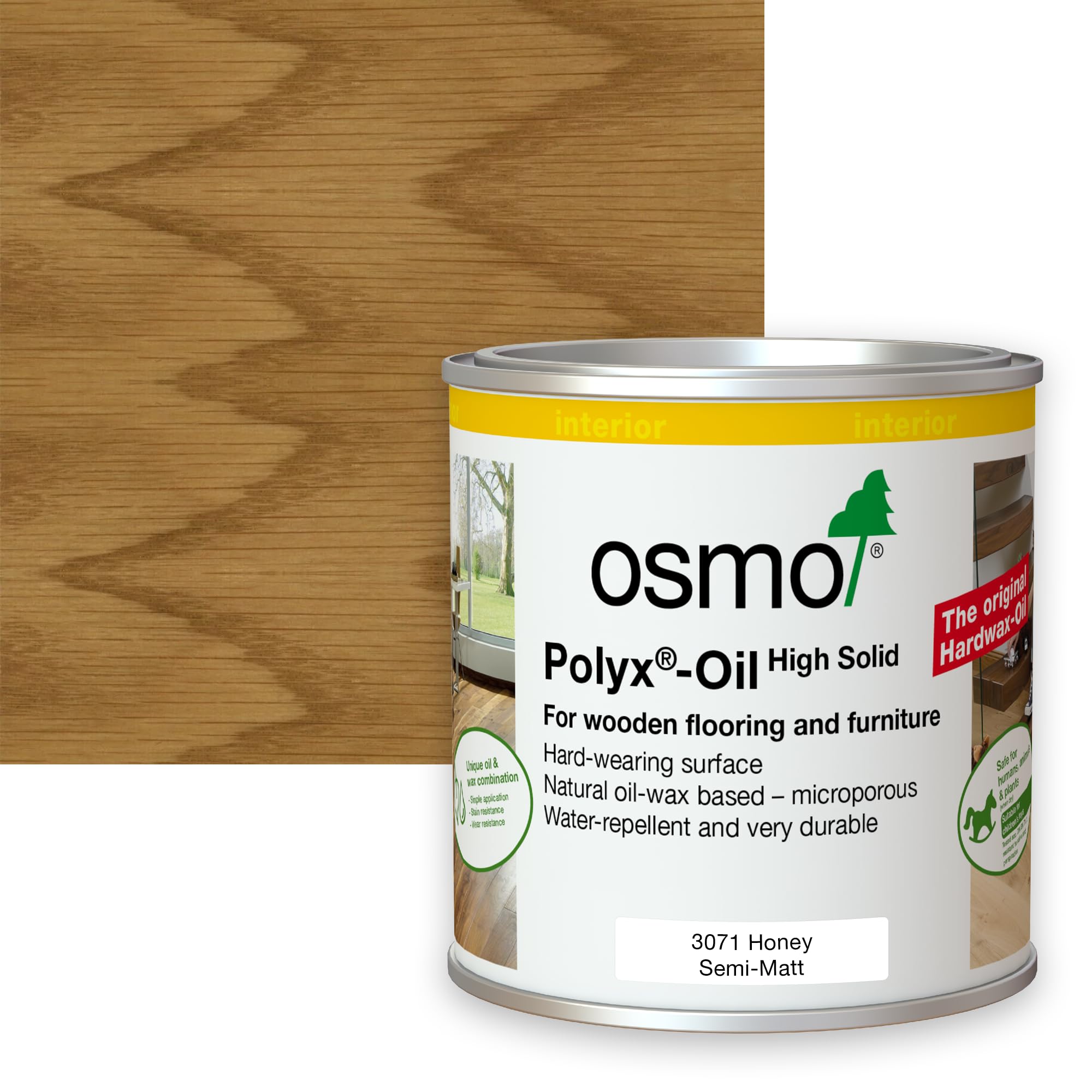 Ambience Hardwood Flooring 3071 Honey, Semi-Matt Osmo Polyx Oil Tints, Semi Matt Finish (750Ml, )
