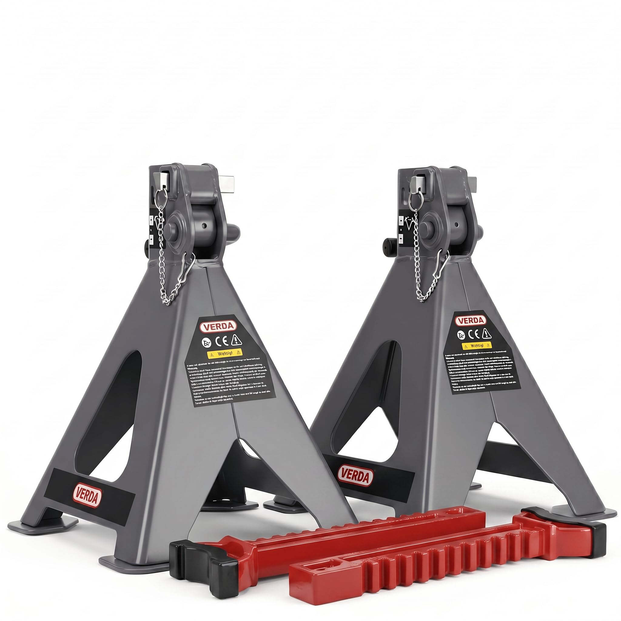 2X Caballetes de Apoyo 6T 410-600 mm Certificados GS, con Seguro + Goma, Soportes de Elevación, Caballetes para Coche, 2 Unidades, para Automóvil y Gato Hidráulico