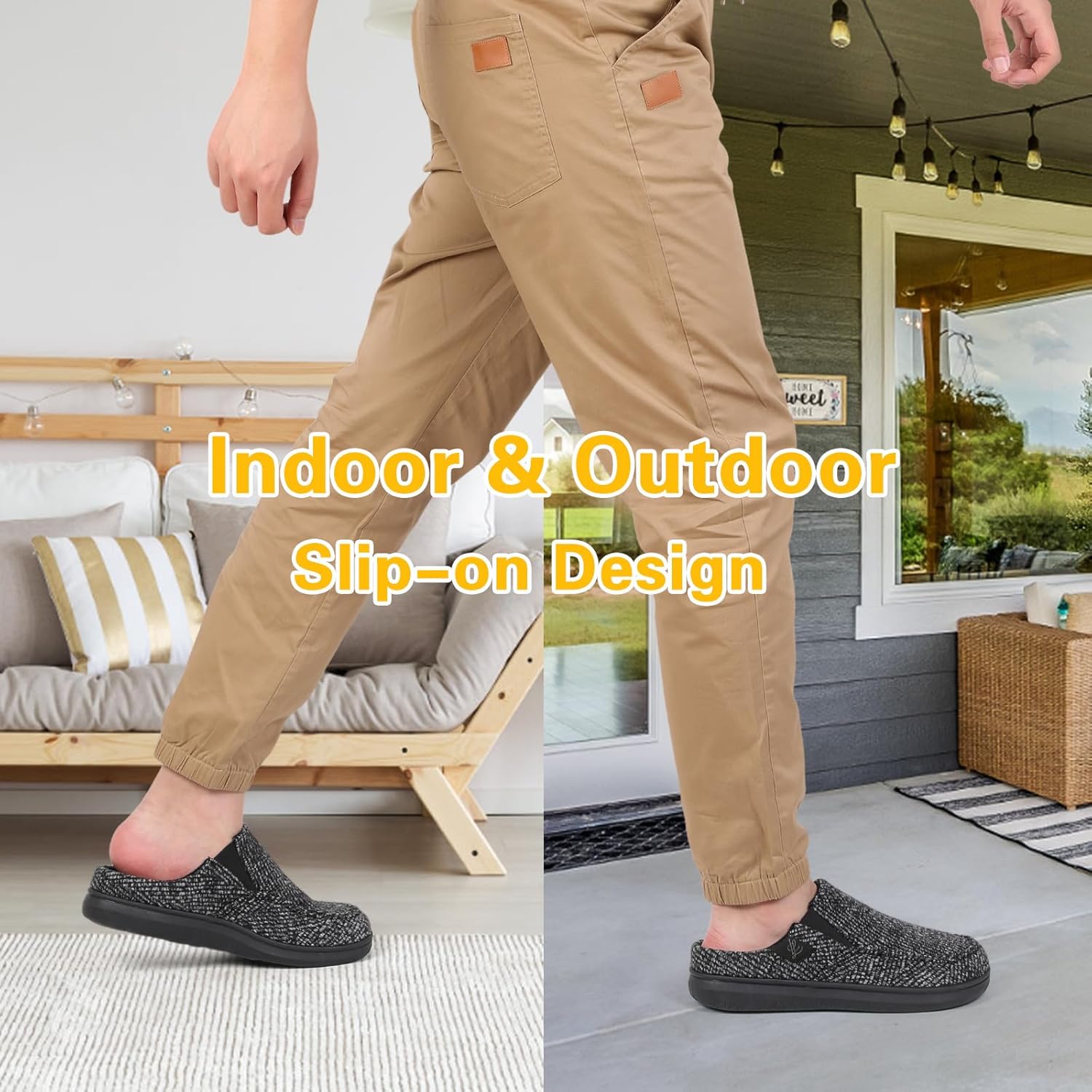 LeIsfIt Men's Slippers Wide House Slippers Moccasins Home Bedroom Slipper Slip-on House Shoes with Rubber Sole for Indoor Outdoor - Image 7