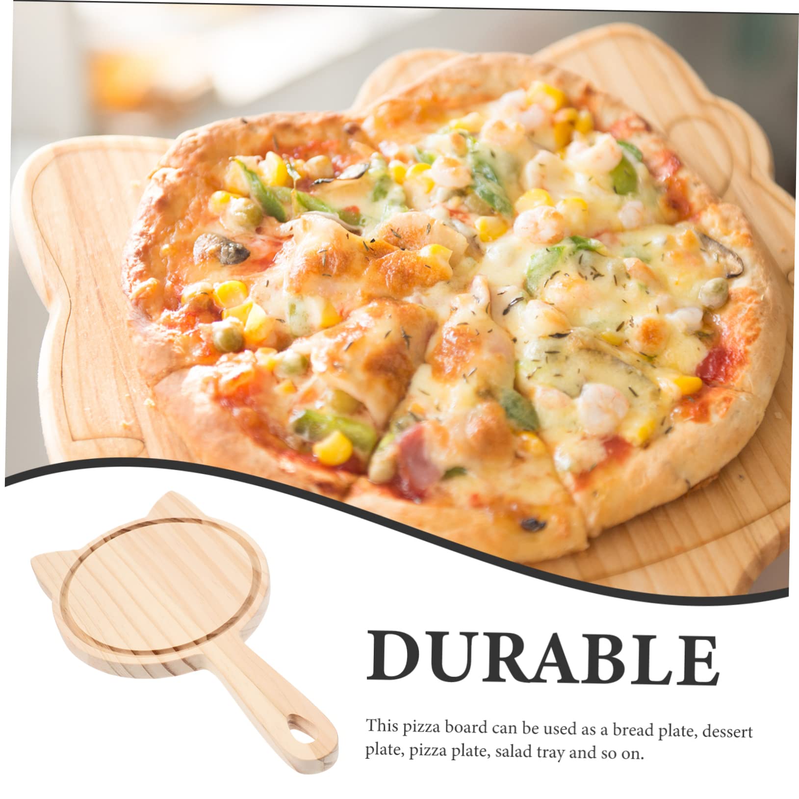 OFFSCH Wooden Pizza Peel Round Cheese Board Food Serving Tray Paddle Handmade Sturdy Smooth