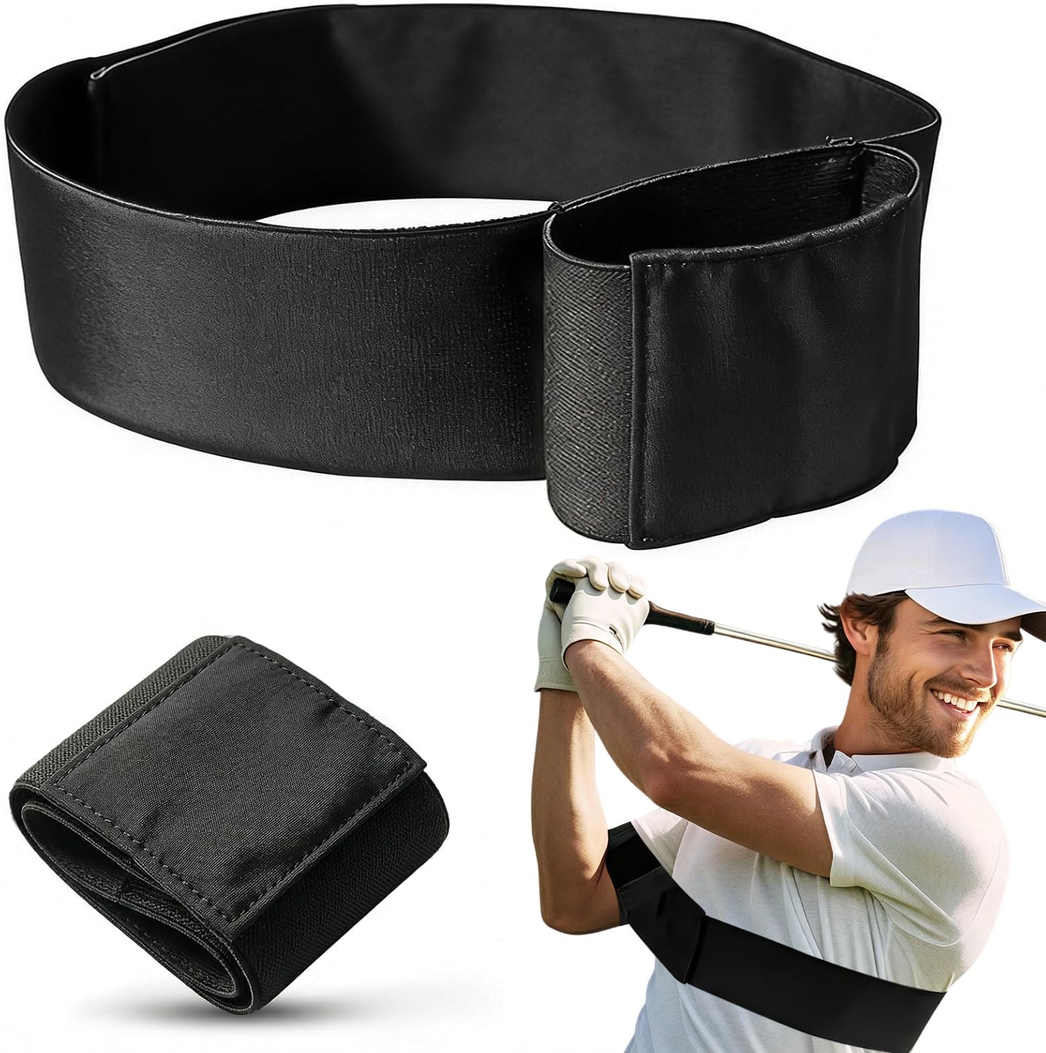 beseloa Slider Golf Training Aid, Golf Swing Trainer, Golf Swing Training Aid, Unisex Swing Sync Golf Trainer, Swing Correcting Adjustable Arm Band for Swing Correcting Improve Swing Stability