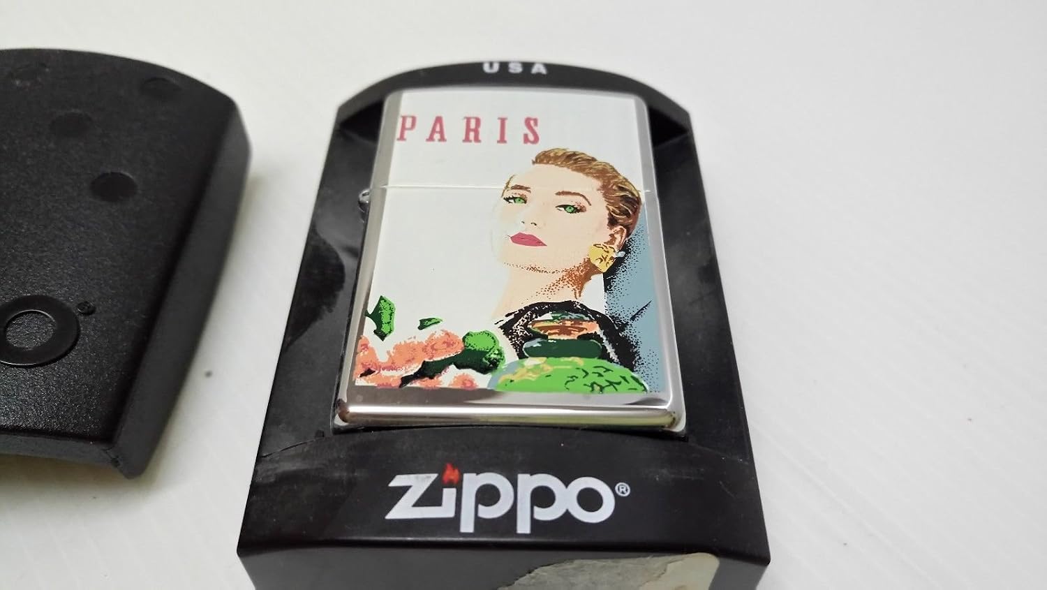 Rare Retired Paris Zippo Lighter W/Fitted ZPlus Butane