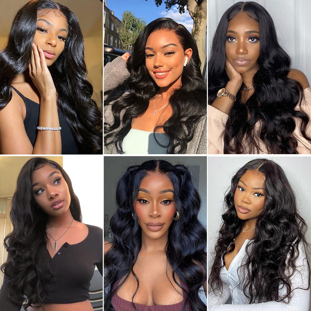 Lace Front Wigs Human Hair Body Wave 13x4x1 T Part Medium Pre Plucked Bleached Knots Brazilain Real Indian Thick High Destiny Medium Part Glueless 13x4x1 Lace Wigs Baby Hair Natural Color 16 Inch - Image 4