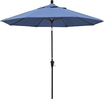 California Umbrella 9 Round Aluminum Market Umbrella, Crank Lift, Auto Tilt, Bronze Pole