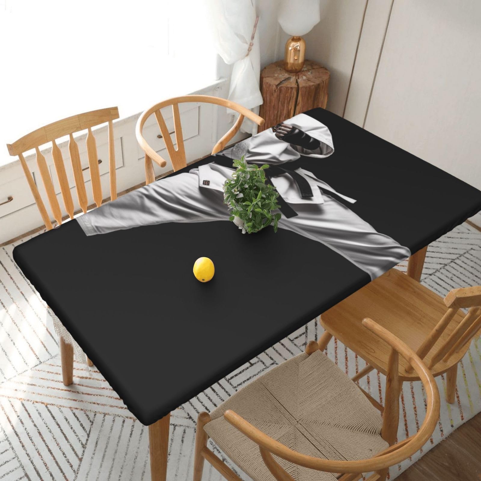 WPKJU Taekwondo Martial Arts Printed Tablecloths 5ft Rectangular Table Covers Washable Polyester Decorative Table Cloth for Dining Table Picnic Wedding