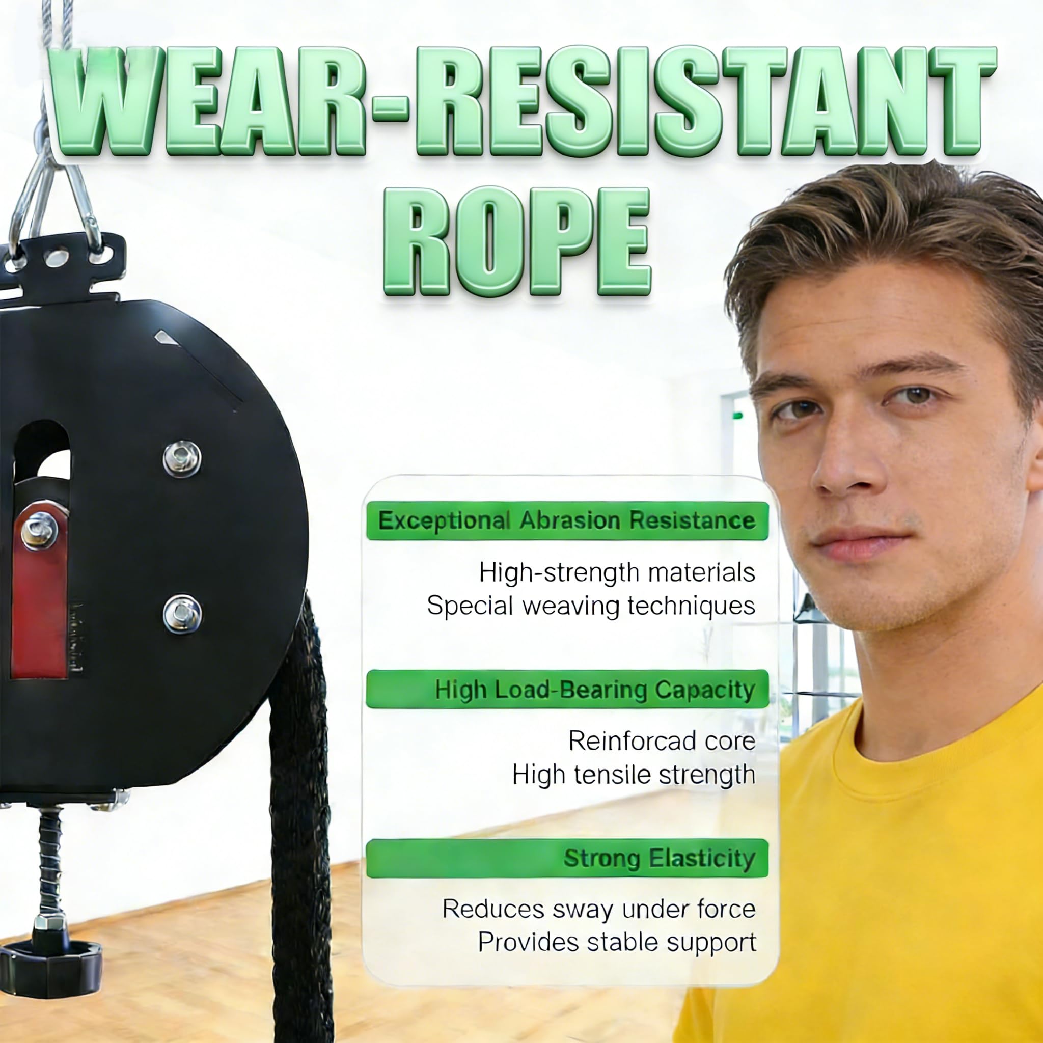 Entrenador De Cuerda Sin Fin con Resistencia Ajustable | Poleas De Cable Portátil para Gimnasio En Casa | Entrenamiento Completo para Brazos, Espalda, Agarre Y Coordinación