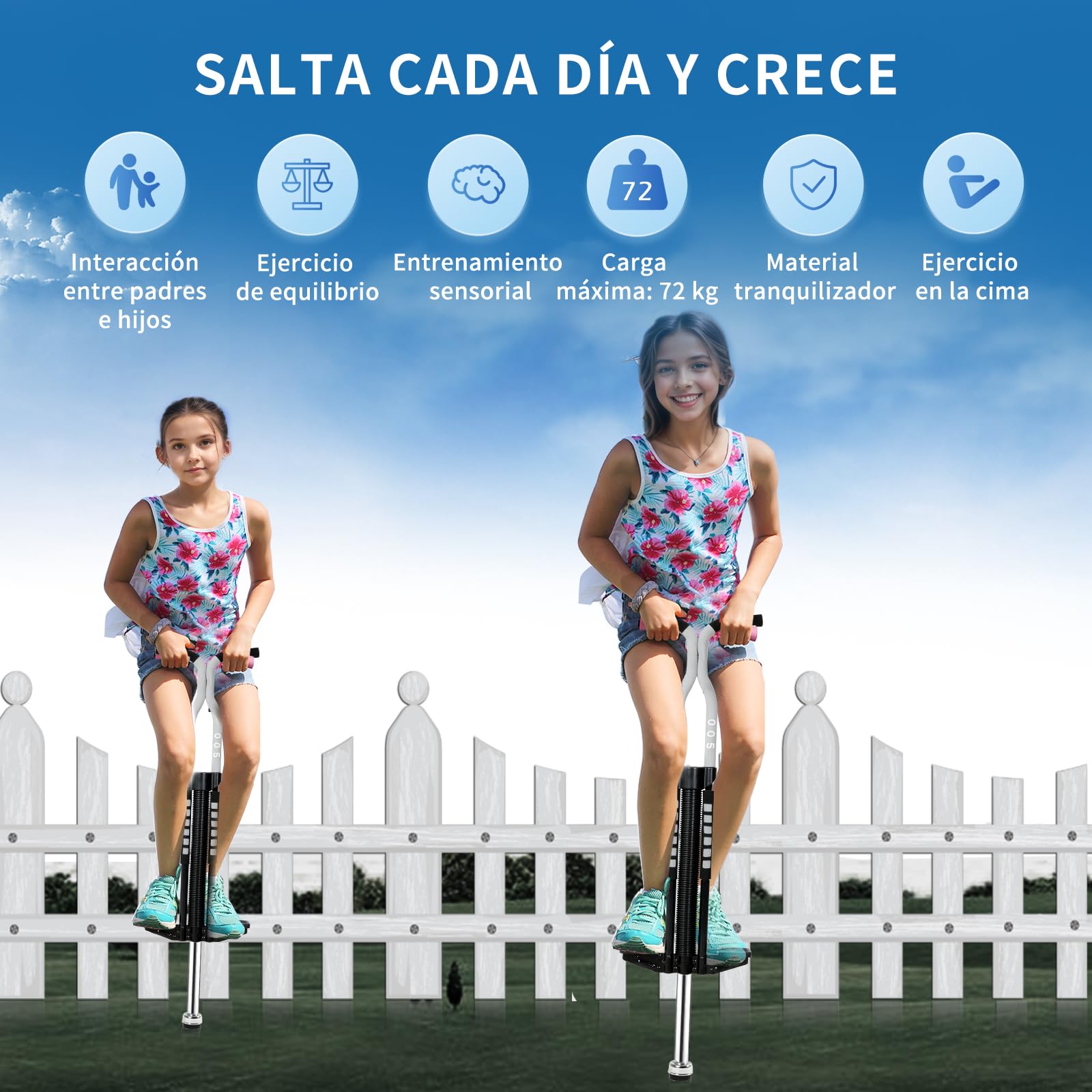 ISE Pogo Stick Bastón salador, Juguetes al Aire Libre, Entretenimiento para Padres y niños, Juegos Divertidos, Juegos de Aire Libre para niños