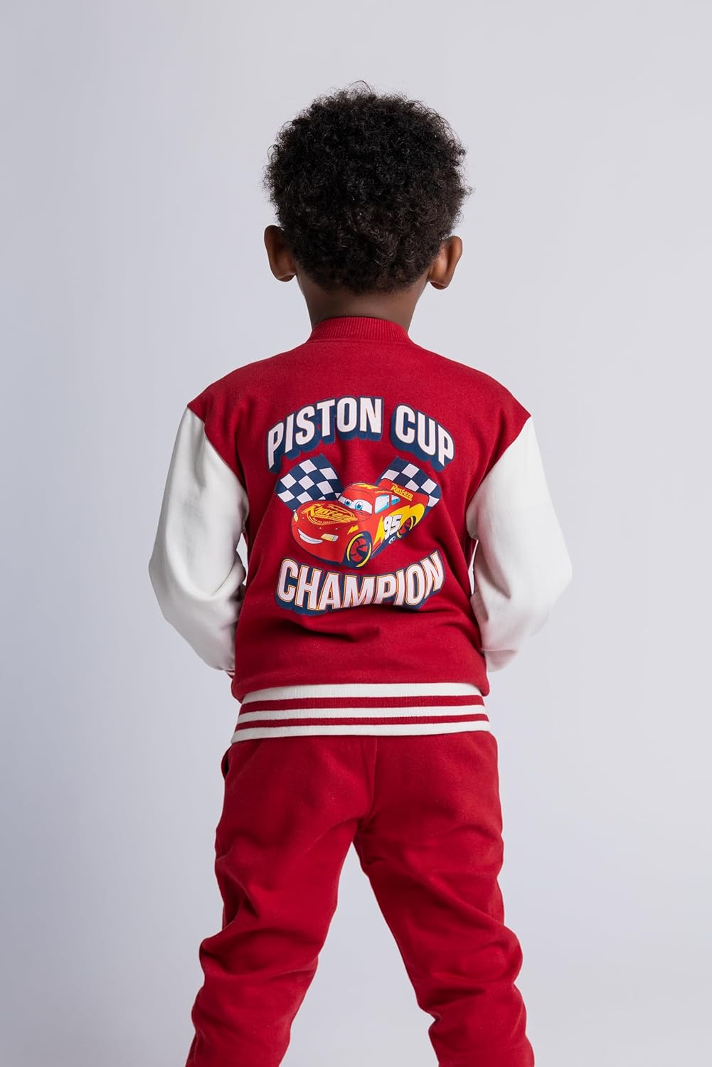 Disney Cars Fleece Varsity Bomber Jacket and Jogger Pants Outfit Set Toddler to Big Kid Sizes (2T - 10-12) - Image 3