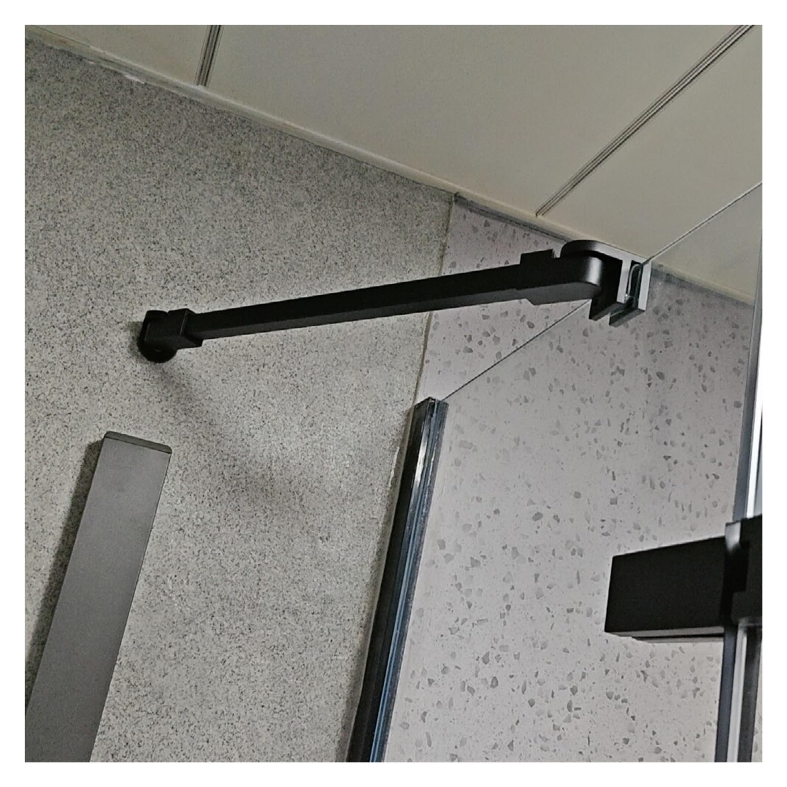 Verstellbare Glasstützstange, feste Stabilisatorhalterung für 8–12 mm Paneele, Edelstahl-Duschwand-Stabilisator, schwarz, perfekt für rahmenlose Duschen