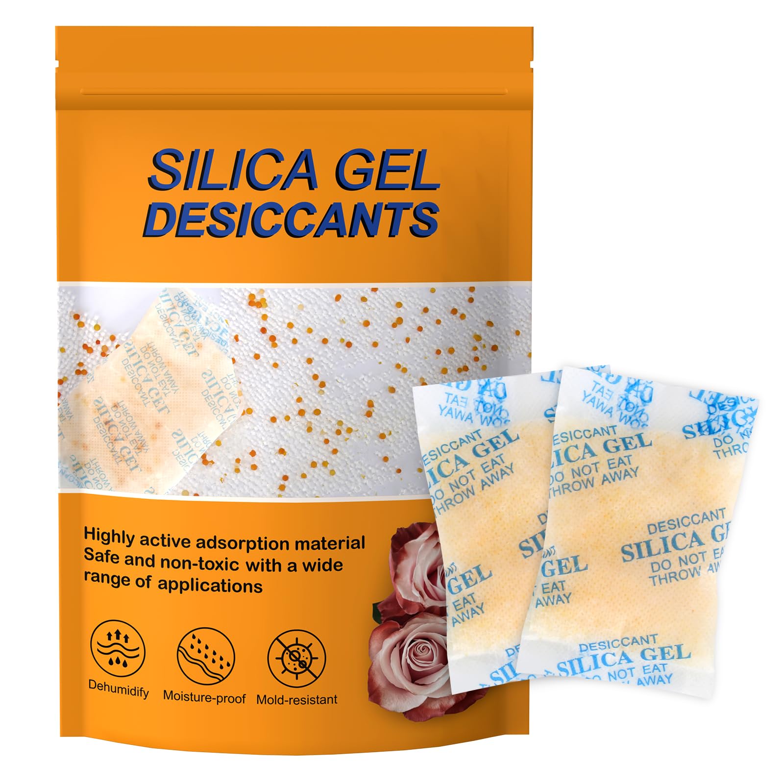 20g x 25 Sachet de Gel Silice Alimentaire - Gel de Silice Anti Humidité Réutilisable - Sachet Deshydratant - Silica Gel avec Indicateur d'humidité - Sachet Silice Anti Humidite Alimentaire