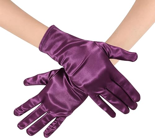 ZTVOWTO 1 Par de Guantes Cortos de Satén para Mujer, Guantes de Ópera para Fiest