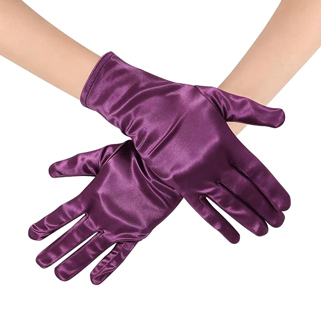 ZTVOWTO 1 Par de Guantes Cortos de Satén para Mujer, Guantes de Ópera para Fiestas de Té, Banquetes, Fiestas