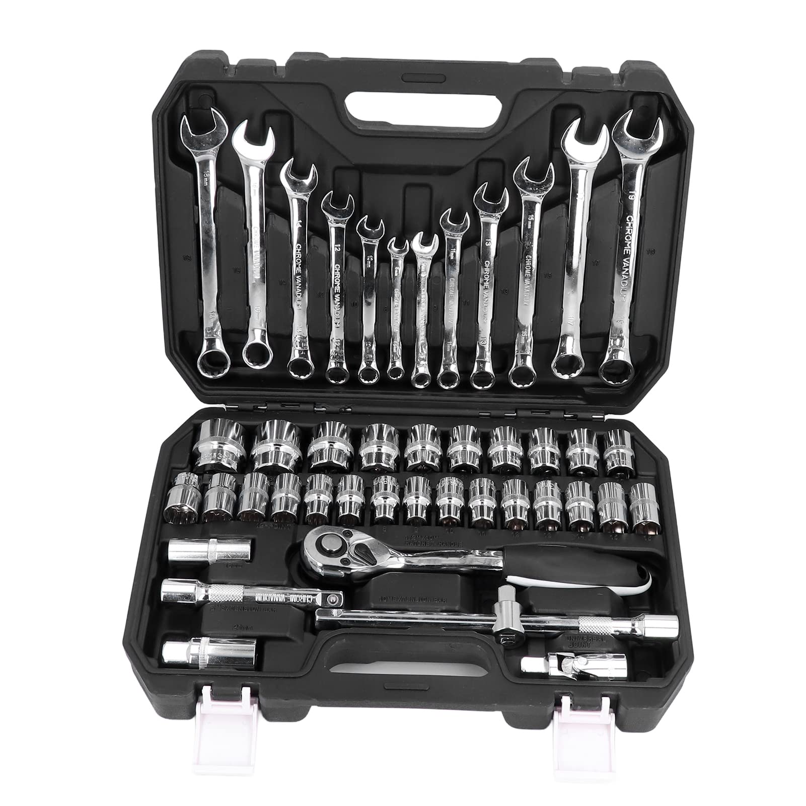 Dioche Set di Chiavi a Bussola a Cricchetto da 44 Pezzi, Kit di Strumenti di Riparazione Auto Universale Multifunzione in Acciaio
