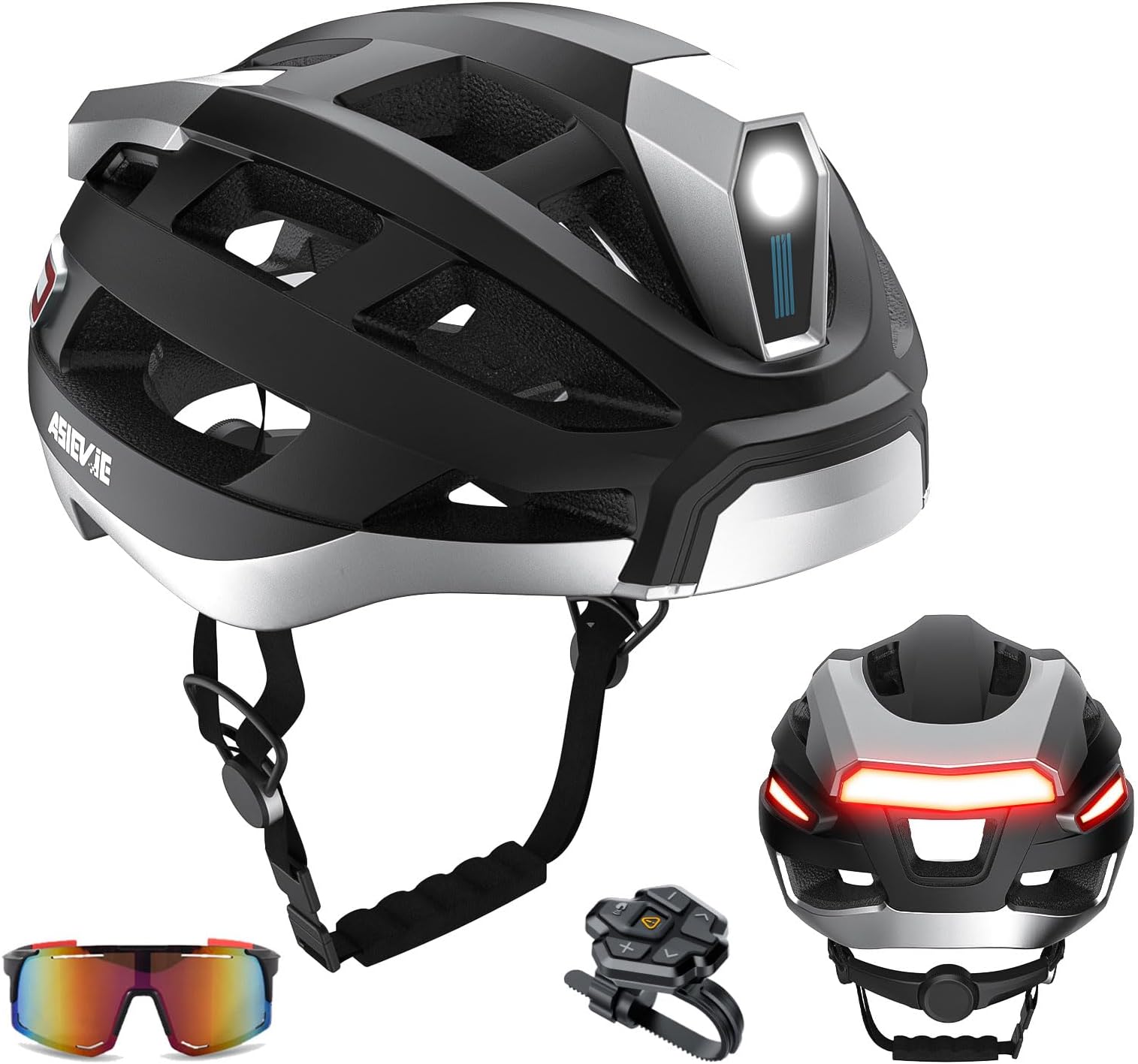 Bicycle Smart Cycling Helmet with Bluetooth Earphone, Headlight + Tail Light Warning Turn Signals - for E-Bikes, Scooters, Commuter, Mountain Bike