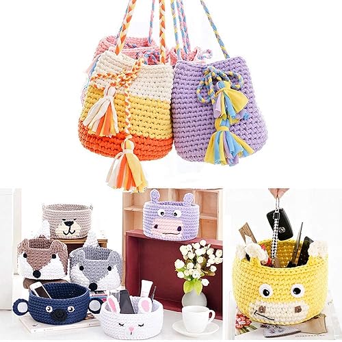 Miniatura 5 de Hilo para tejer para camiseta, tela de ganchillo para mano de verano, bolsa de bricolaje, manta, cojín, proyectos de ganchillo, 3.53 oz (##23 marrón