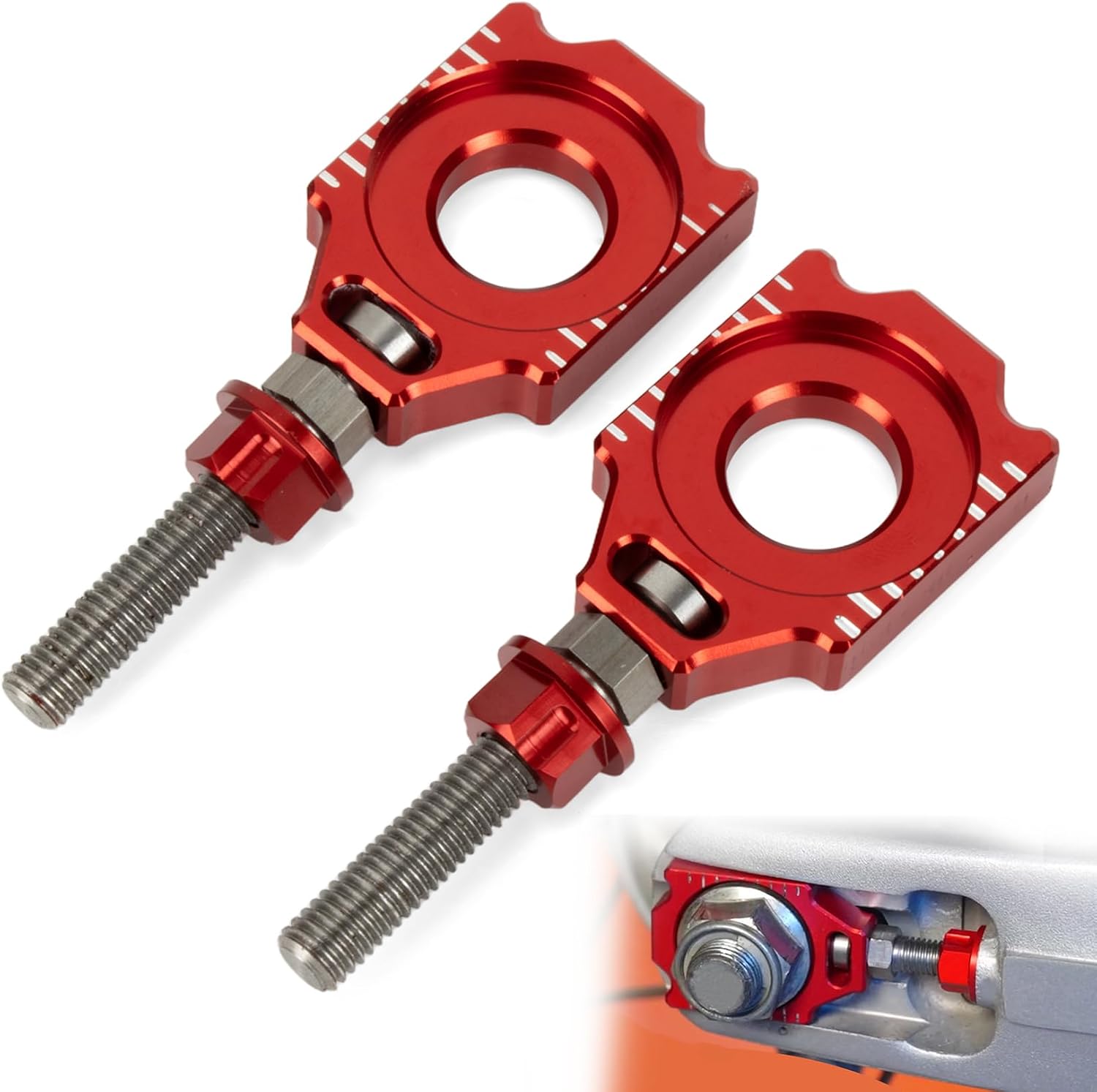 2PCS Rear Axle Blocks Chain Adjuster- with Dual-Side Measurement Scale - for Precise Alignment and Smooth Riding, Fit for CRF300L CRF300LA CRF300LR CRF300LRA 2021-2024 CRF250L/CRF250M 2012-2020