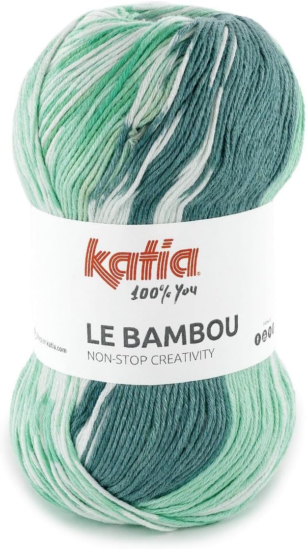 LE BAMBU Katia 100g 120m Balls (Pastel Turquoise-Yellow -Pink-Beige (102))
