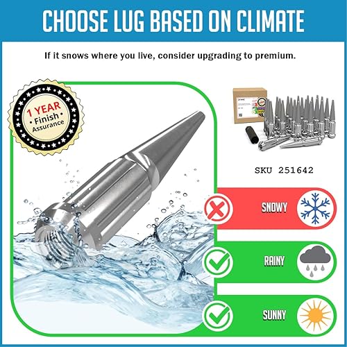 Vista 53 de Wheel Accessories Parts 20 piezas M12x1.5 12x1.5 rosca Spike Spline 4.40" largo tuercas negras 7/8" y 13/16" hexagonales para Chevy Blazer S10 GMC