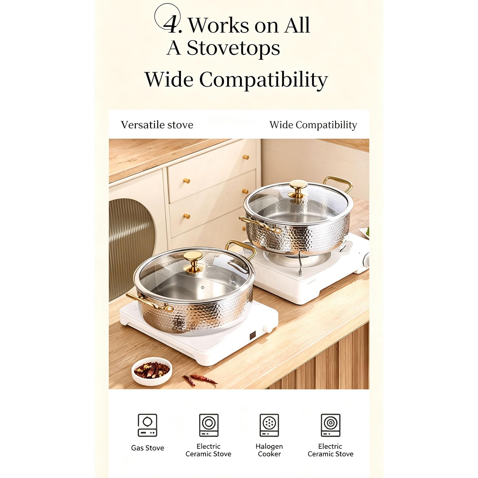 Dual-Flavor Divided Stock Pot with Glass Lid for All Stovetops