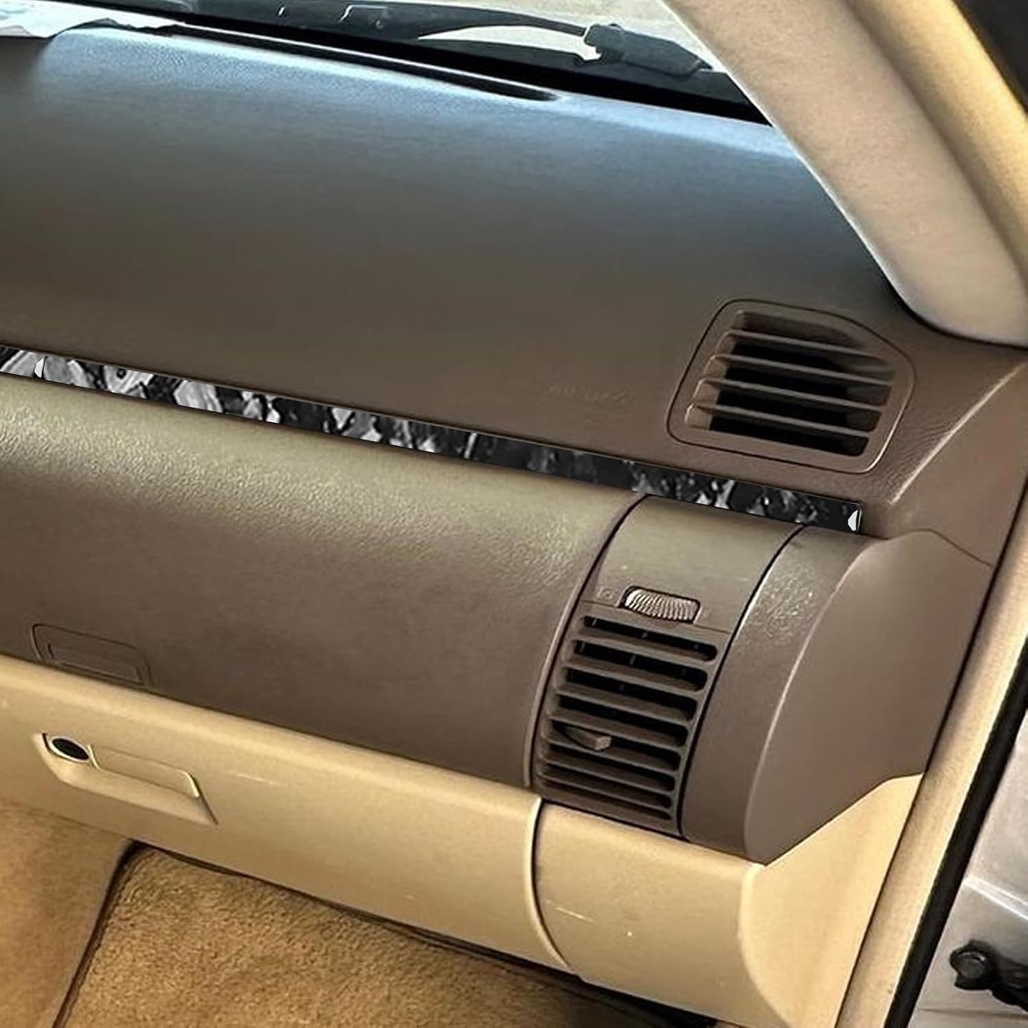 Real Black Forged Carbon Fiber Car Dashboard Panel Decorative Strip Anti-Scratch Soft Trim Sticker Auto Interior Accessories Compatible with Infiniti G35 2005 2006 Sedan/Coupe