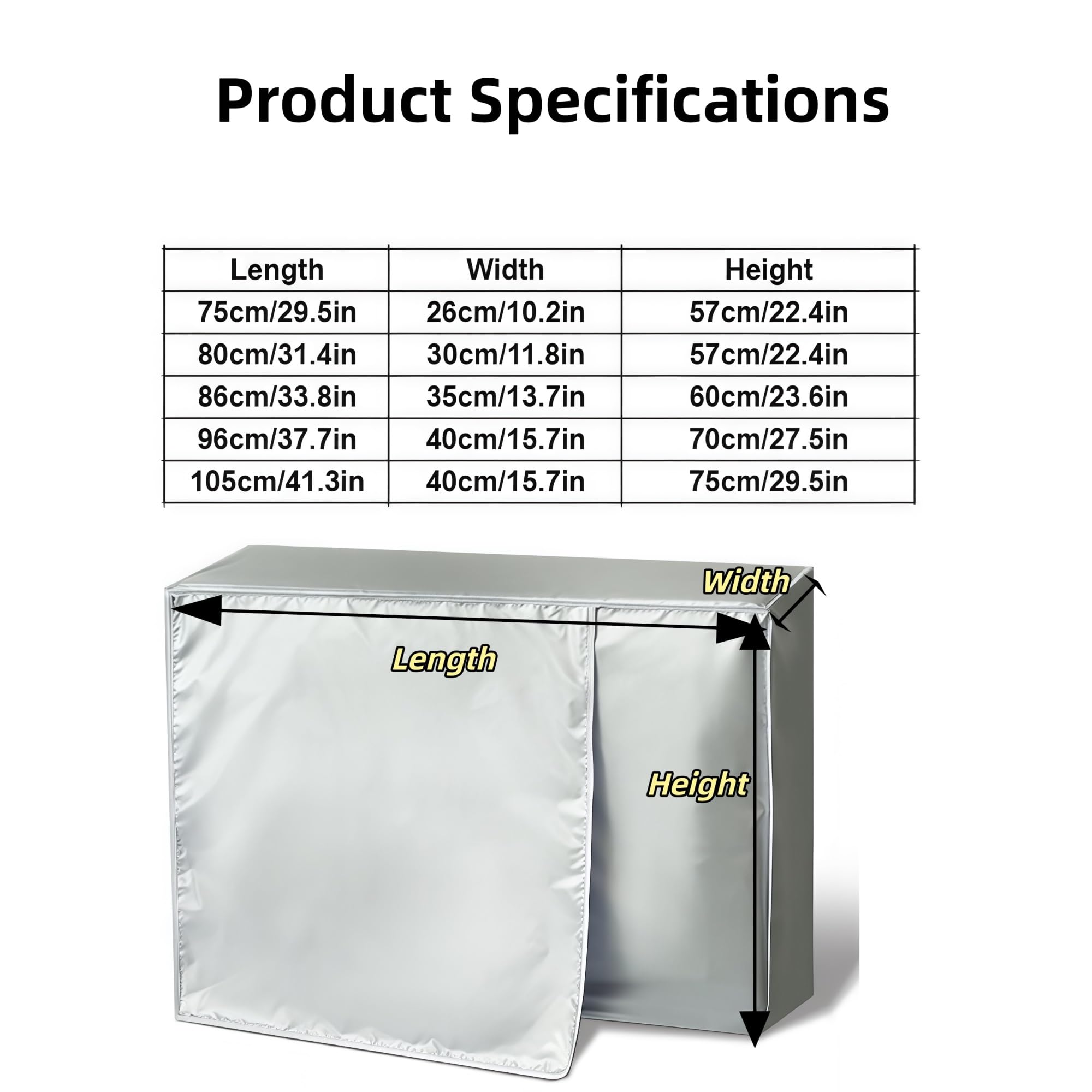 Funda for Aire Acondicionado, Funda for Unidad Exterior, Deflector De Viento for Aire Acondicionado, La Lluvia Y El Polvo, Exterior(105x40x75cm/41.3x15.7x29.5in)