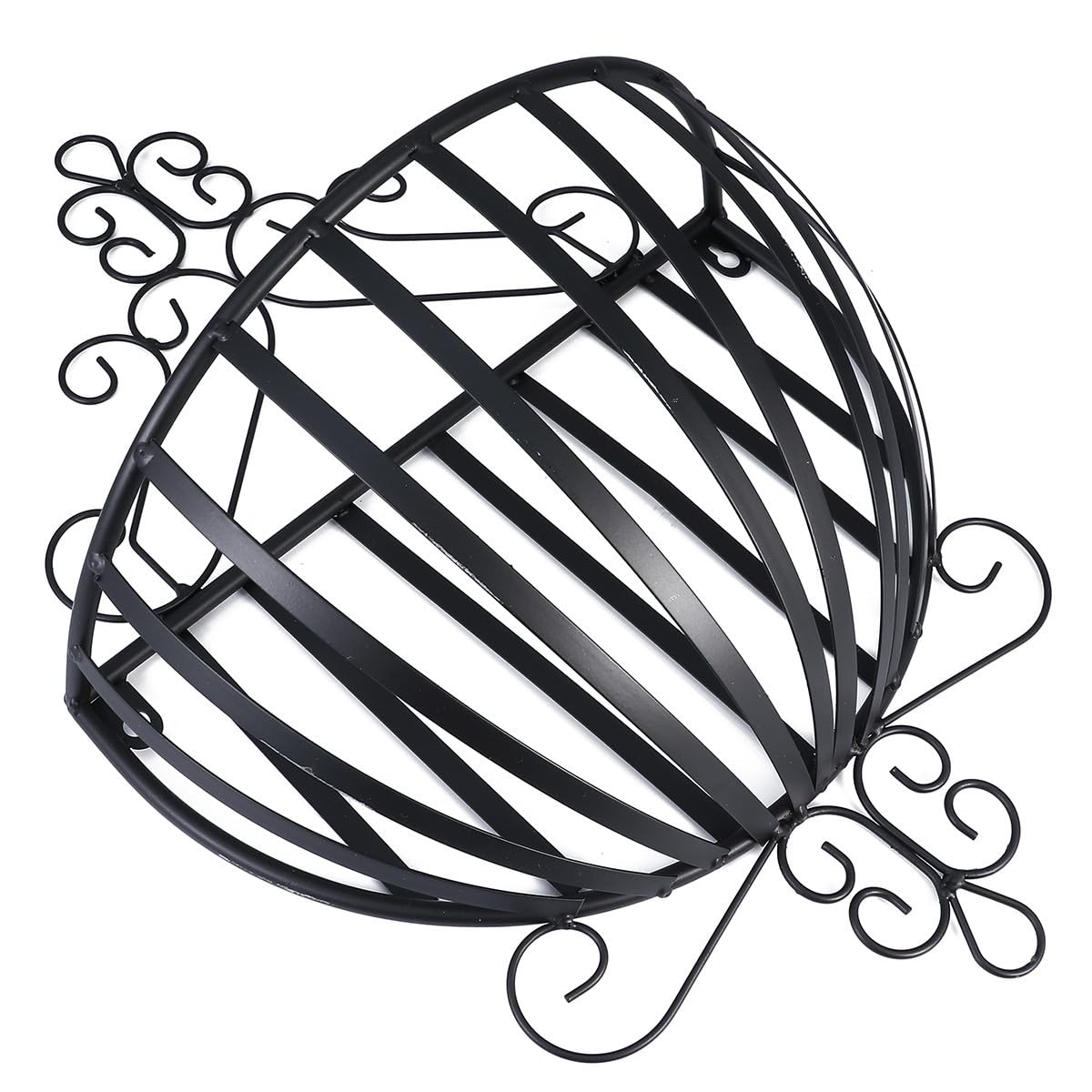 Estante para flores de hierro semicircular con drenaje de diseño simple negro