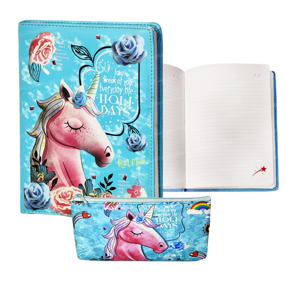 Buy FunBlast Unicorn Diary and Pouches for Kids - Combo of Diary