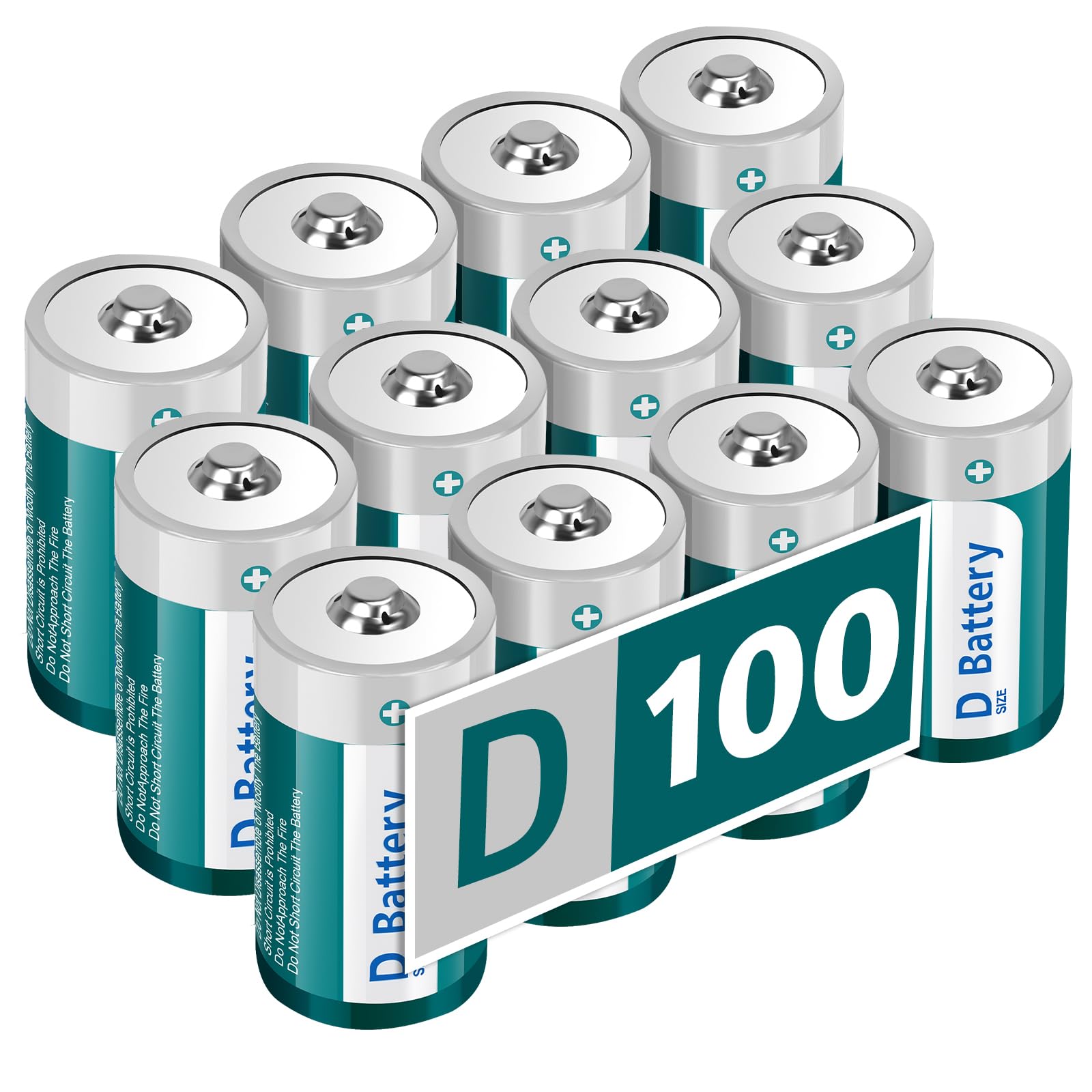 Fitinoch 100 Pack Rechargeable Lithium D Cell Batteries with USB 4 in 1 Charging Cable,1.5V LR20 D Size Battery Replacement for Toys