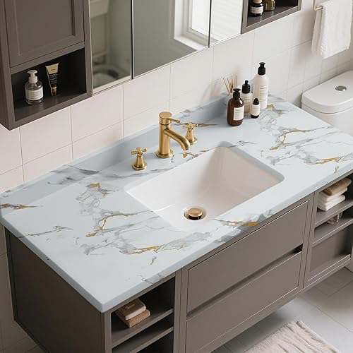 Miniatura 50 de practicalWs Papel tapiz de mármol para despegar y pegar de 15.7 x 236.2 pulgadas, papel de contacto de mármol para armarios y cajones, papel