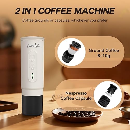 Miniatura 2 de H02PRO - Cafetera de viaje, máquina de café espresso portátil para camping, mini cafetera de 20 bares, compatible con cápsulas NS y café molido,