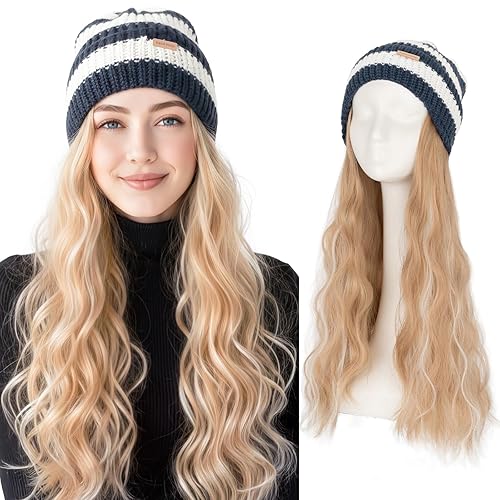 SEGO Beanie Wig for Women Hat with Hair Extensions Cap