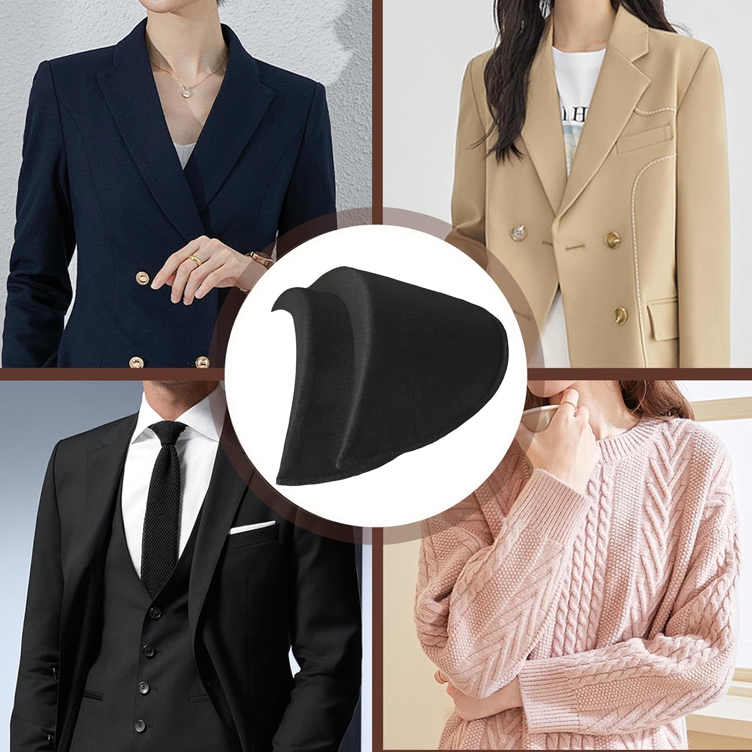 SXDLCX 4 Pairs Shoulder Pads Sewing Foam Pads Set-in Sponge Shoulder Pad Shoulder Enhancer for Women Men Blazer Suit Coat Jacket Dress Clothes Sewing Accessories, 2 Pairs White & 2 Pairs Black - Image 6