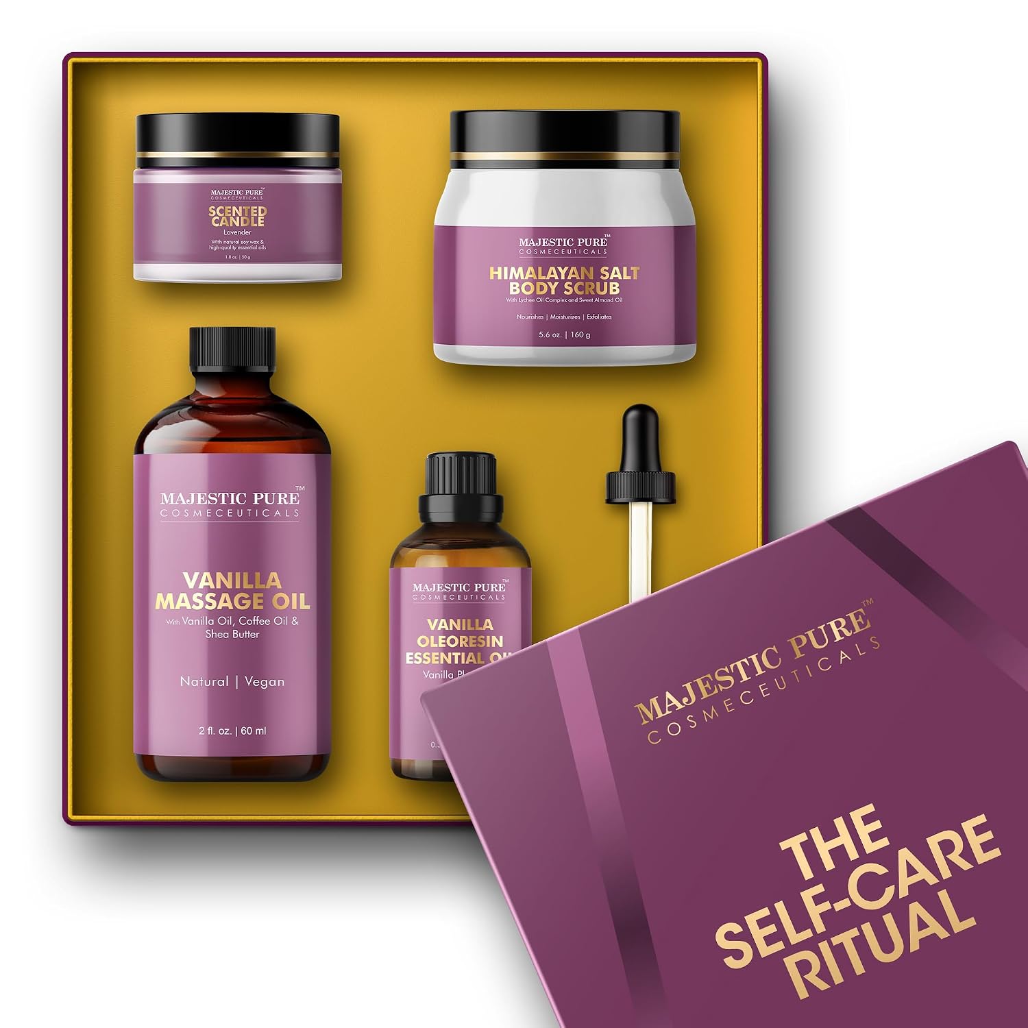 Majestic Pure Spa & Pamper Set | Gift Set of 4 | Relaxing Self-Care Essentials for Home Spa Experience
