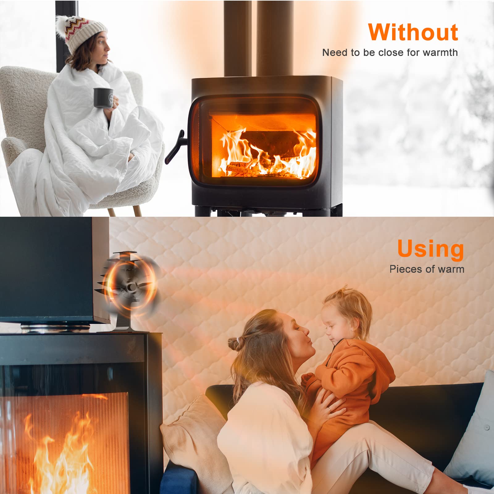 4-Blade Heat Powered Stove Fan, Wood Stove Fan Fireplace Fan for Wood/Log  Burner/Fireplace, Auto-sensing Wood Burning Stove (Non-Electric) Efficient  Heat Distribution and Silent Operation : Home u0026 Kitchen - Amazon.com