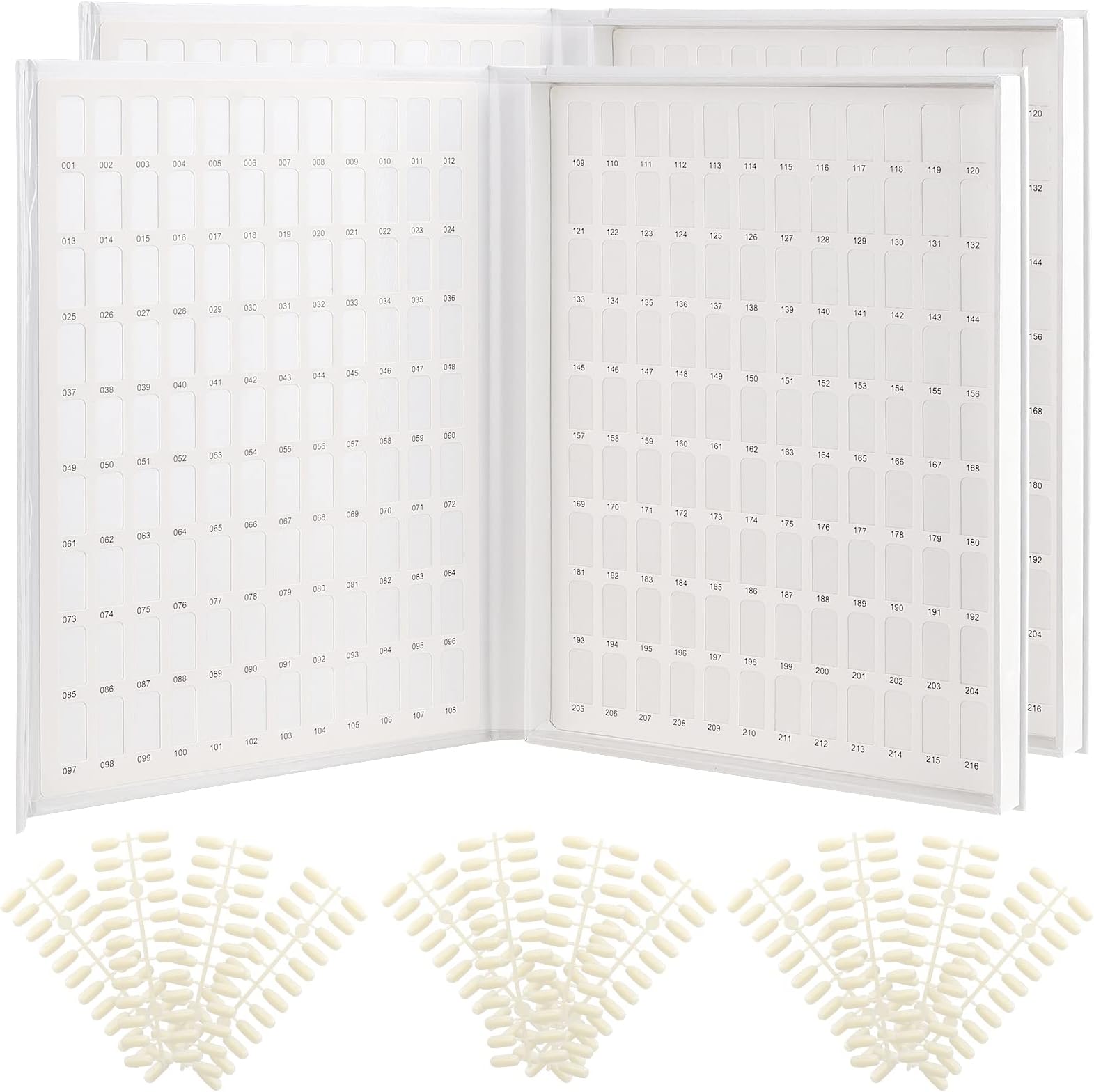 PINGEUI 2 Pack 216 Colors Nail Display Book, Nail Gel Polish Display Chart with 480 Nail Tips, Nail Polish Sample Display Book for Nail Salon and Nail Painting Practice