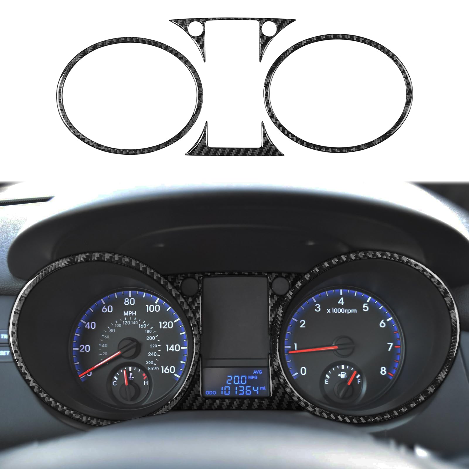 Real Soft Carbon Fiber Compatible with Hyundai Genesis Coupe 2010 2011 2012 Accessories Interior Cover Trim Set Stickers Speedometer Tachometer Panel Decor Decals