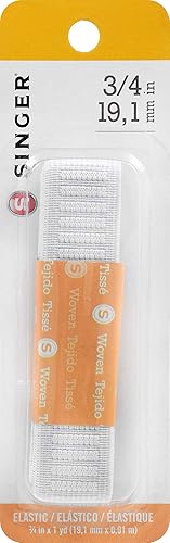 SINGER 76934 - Tejido elástico de poliéster no enrollable, 3/4 pulgadas por 1 yarda, color blanco