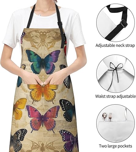 Miniatura 4 de Delantal impermeable con 2 bolsillos, delantales de chef de cocina, baberos para cocinar, hornear, pintura, jardinería, aseo Color-1