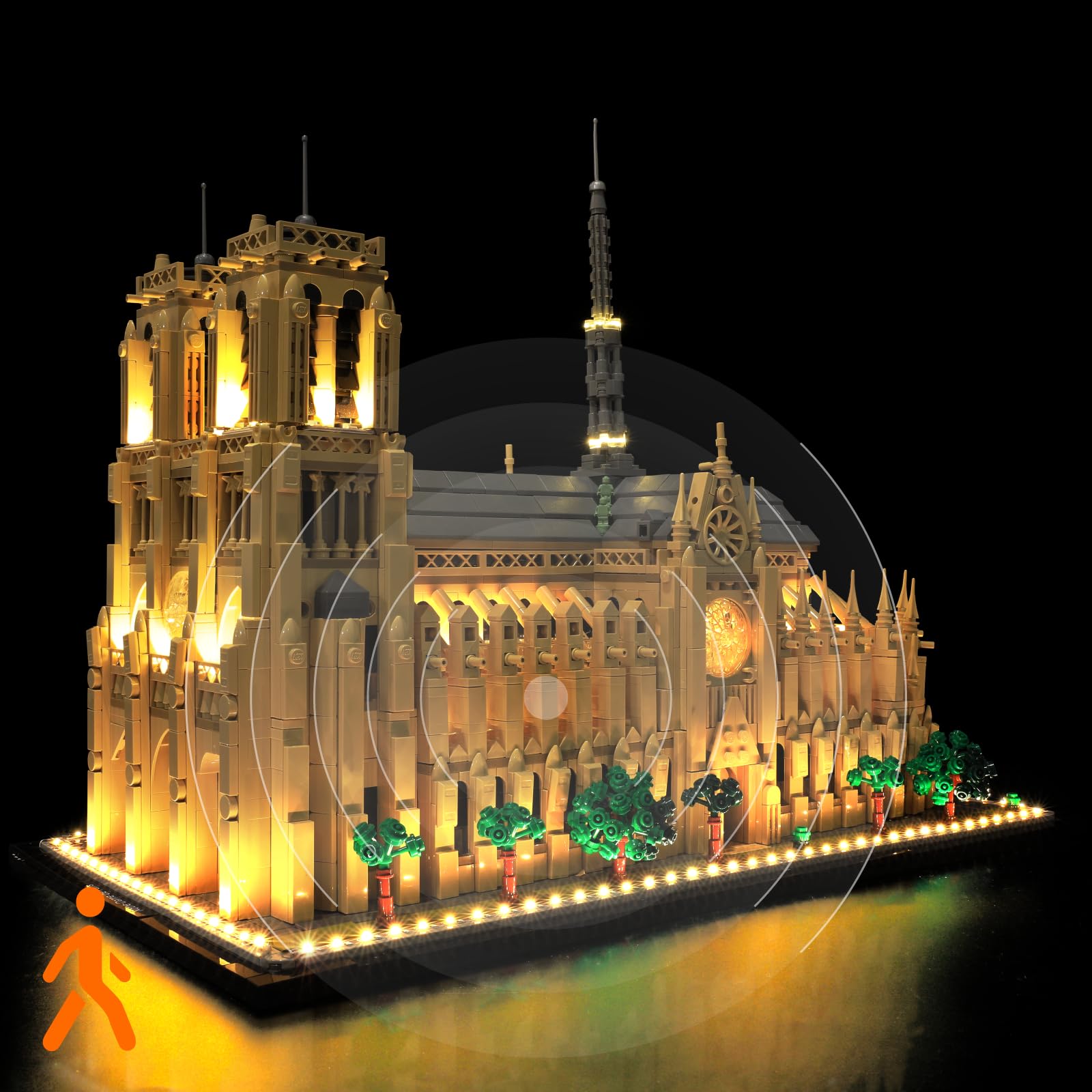 Premium LED Light Kit Compatible with Lego 21061 Notre-Dame de Paris - Warm Glow Lighting for Architecture Cathedral Display (Lights Only, No Model)- Sensor Version