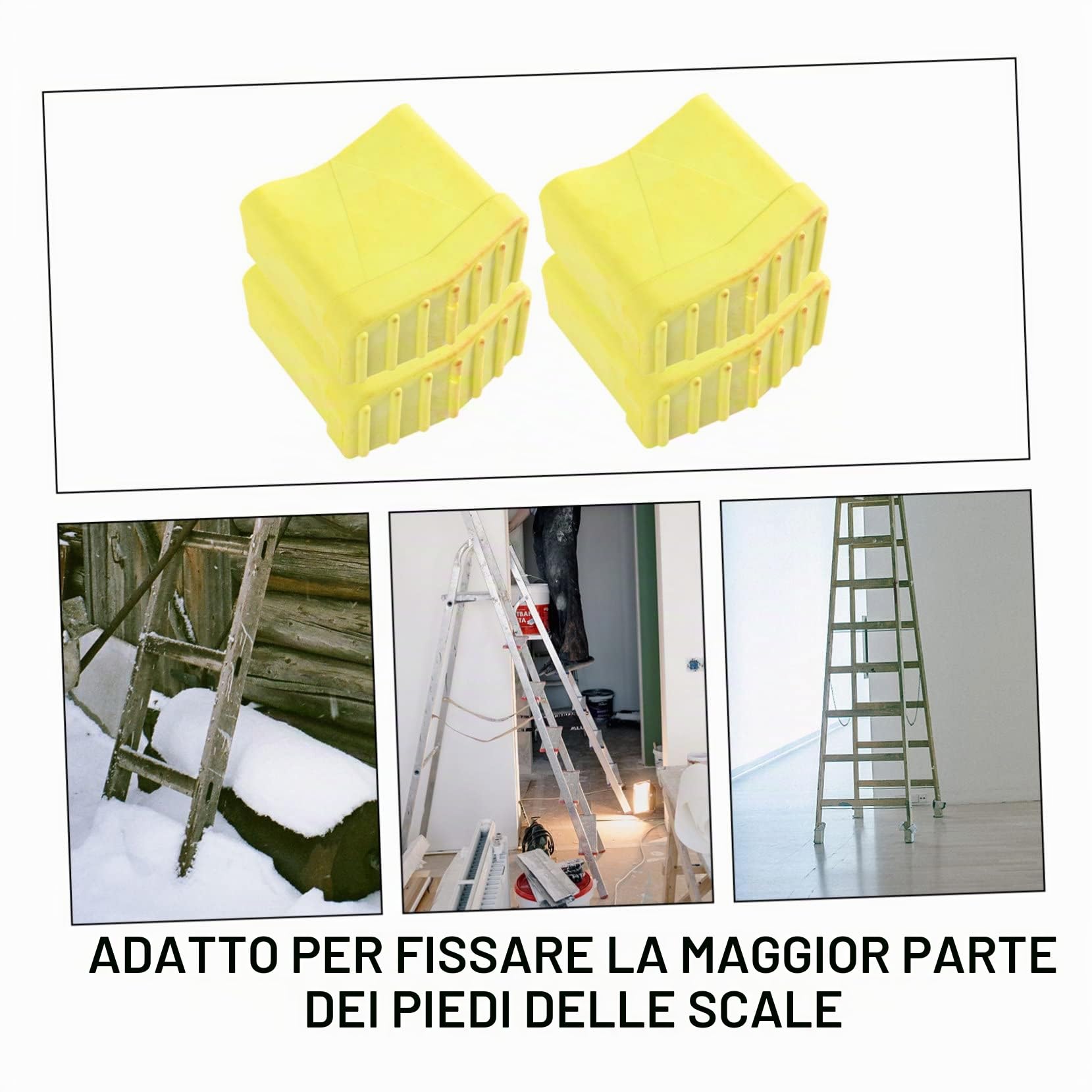 Copri Piedini Antiscivolo per Scala, Gomma Gialla, 4 Pezzi