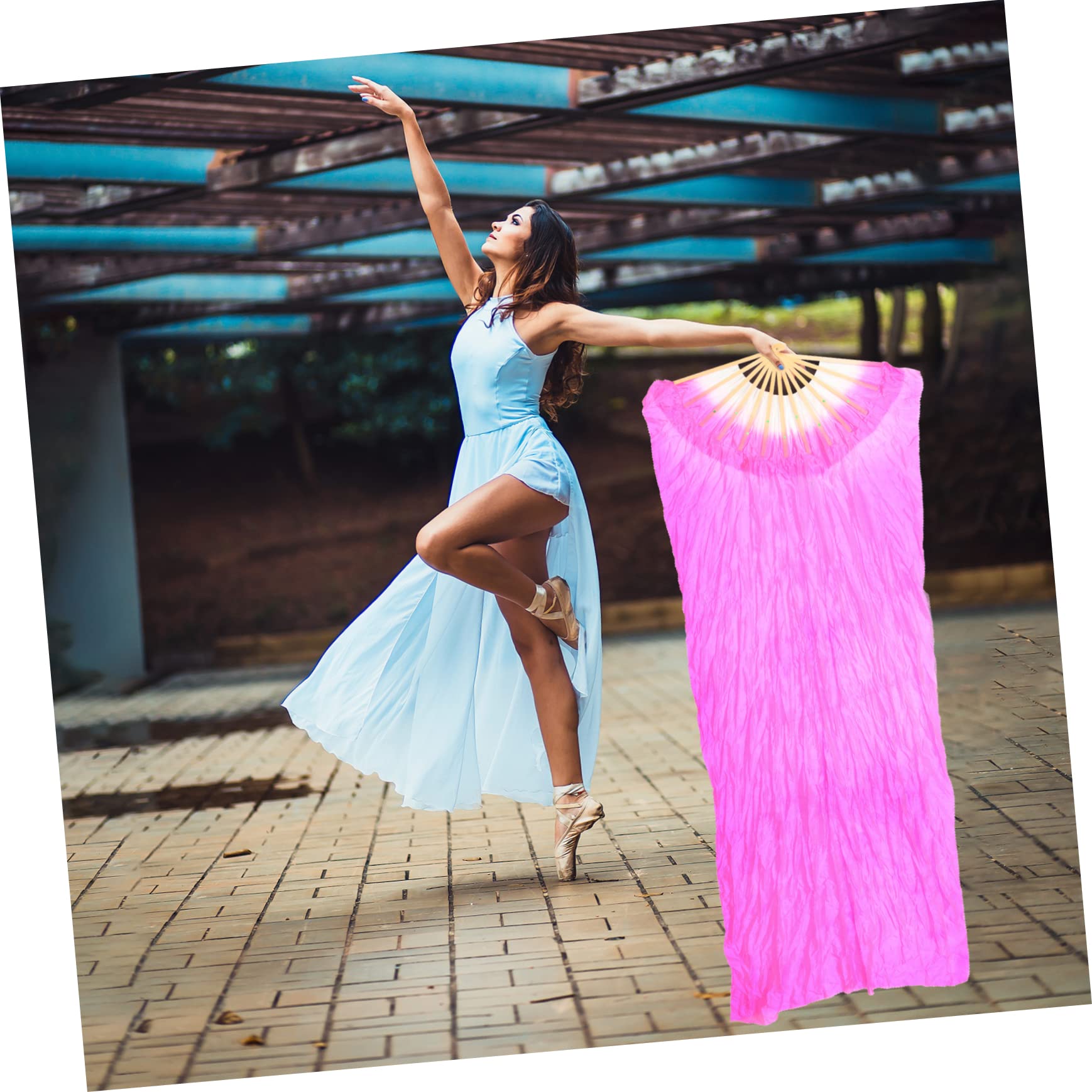 Abanico de Baile Seda Giratorio Rojo Toddmomy