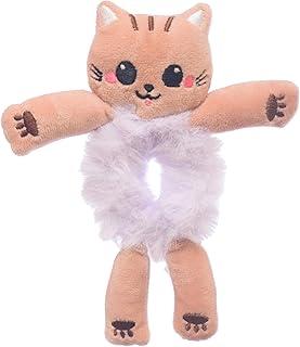 ربطة شعر قطيفة على شكل قطة للبنات من دافان - بيج وأبيض