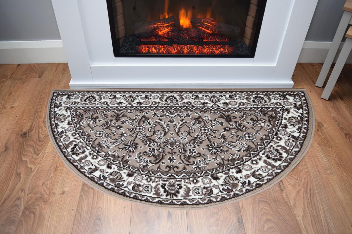 SrS Rugs Fireside Rug for Living Room Half Moon Hearthplace Mat Soft Pile (Classical Beige) — image 1