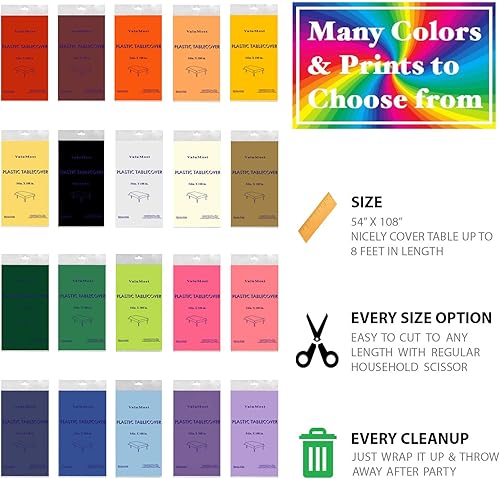 Miniatura 4 de Party Essentials ValuMost - Mantel de plástico disponible en 36 colores, 54 x 108 pulgadas, color lavanda
