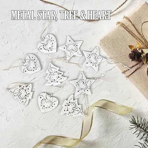 Miniatura 4 de 9 piezas de estrella de metal, árbol de metal, corazón de metal, estrella de granero para decoración del hogar, decoración de pared colgante para