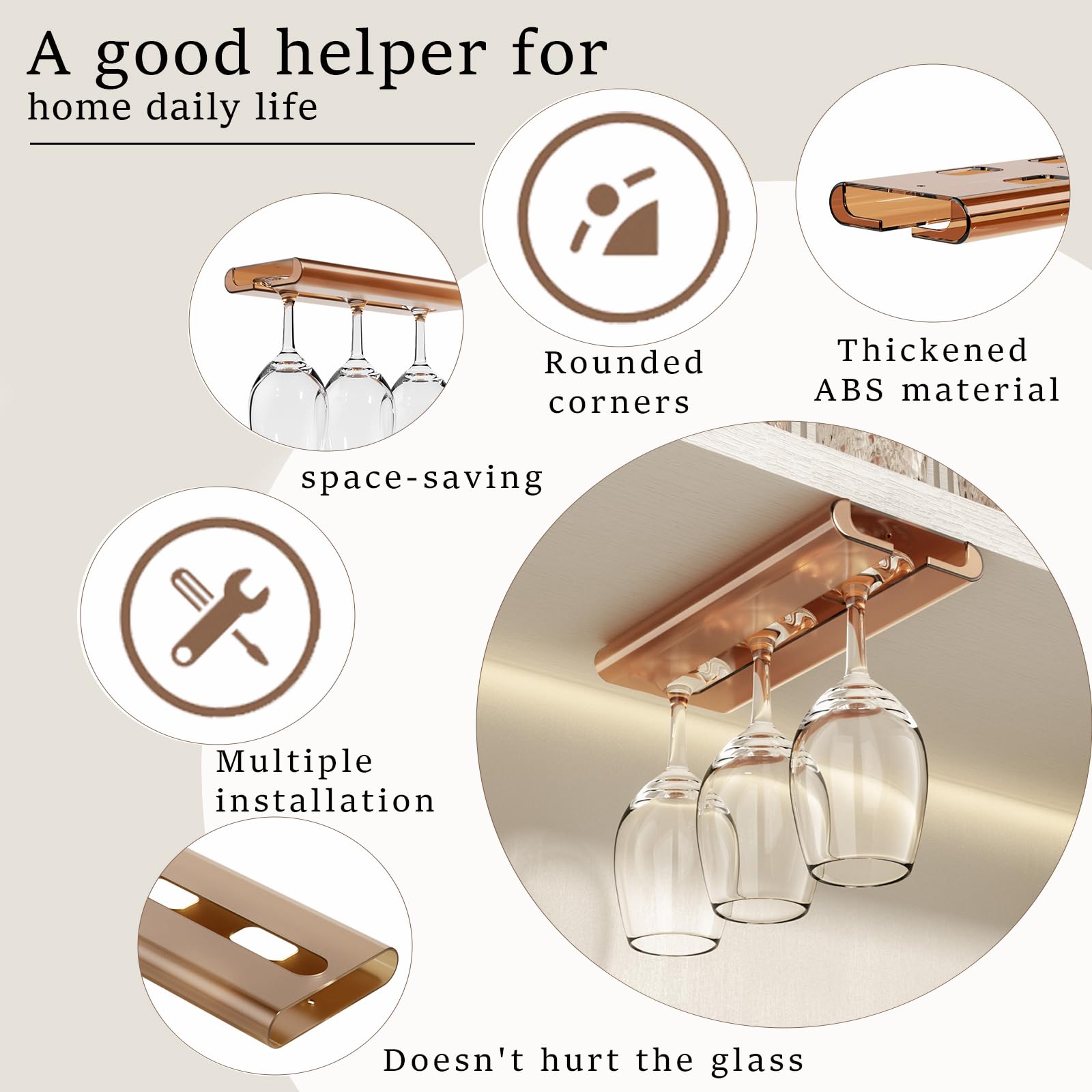 Wine Glass Holder 2 Pack - Under Cabinet Rack -2