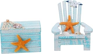 Veemoon Home Decor Home Decor Beach Decor 2pcs Mini Wooden Nautical Mini Beach Chair Miniature Beach Chair Nautical Wooden Boxes Chair Miniature Beach Home Decor Beach Decor Beach Decor