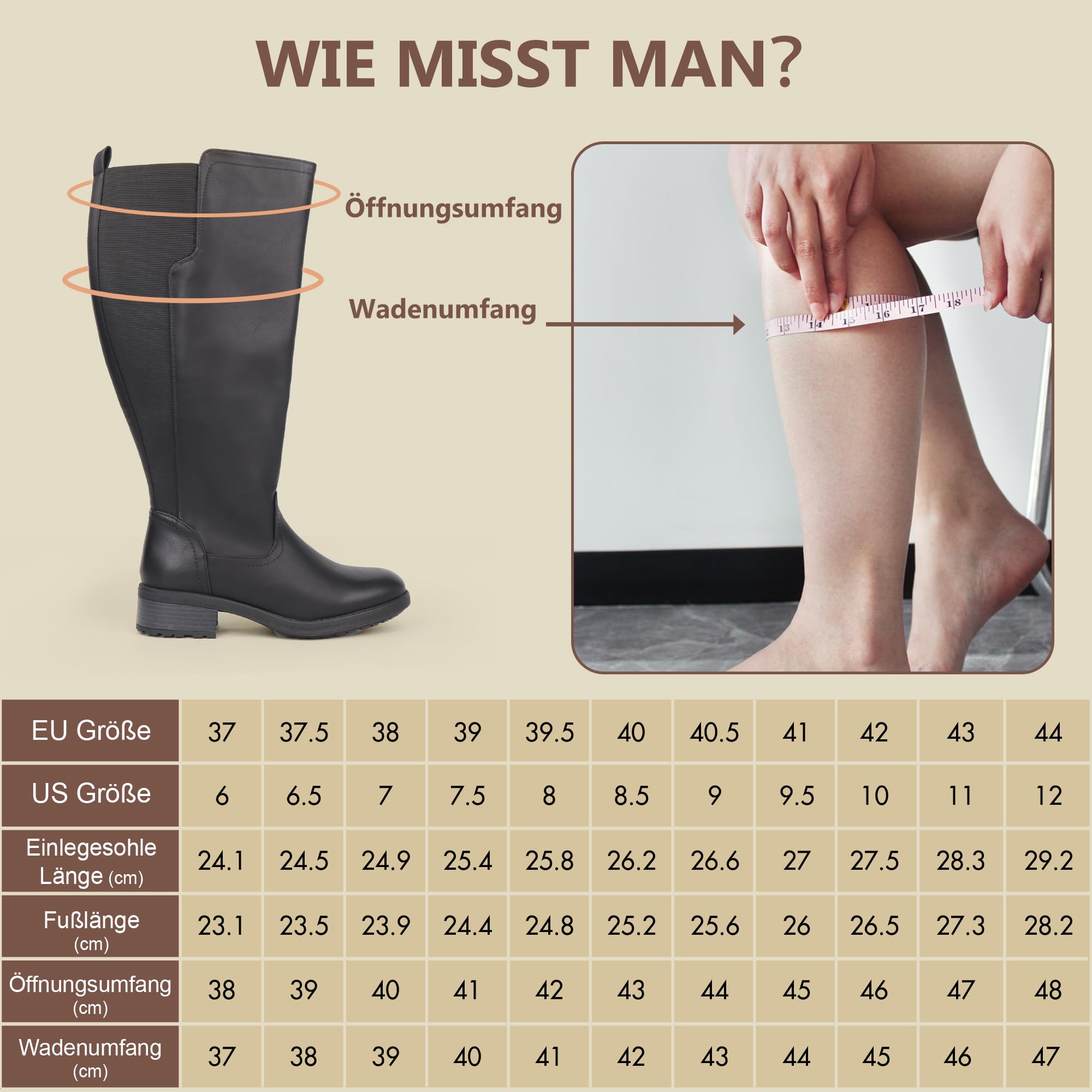 Botas altas hasta la rodilla para mujer, de caña ancha, con cremallera lateral y panel elástico