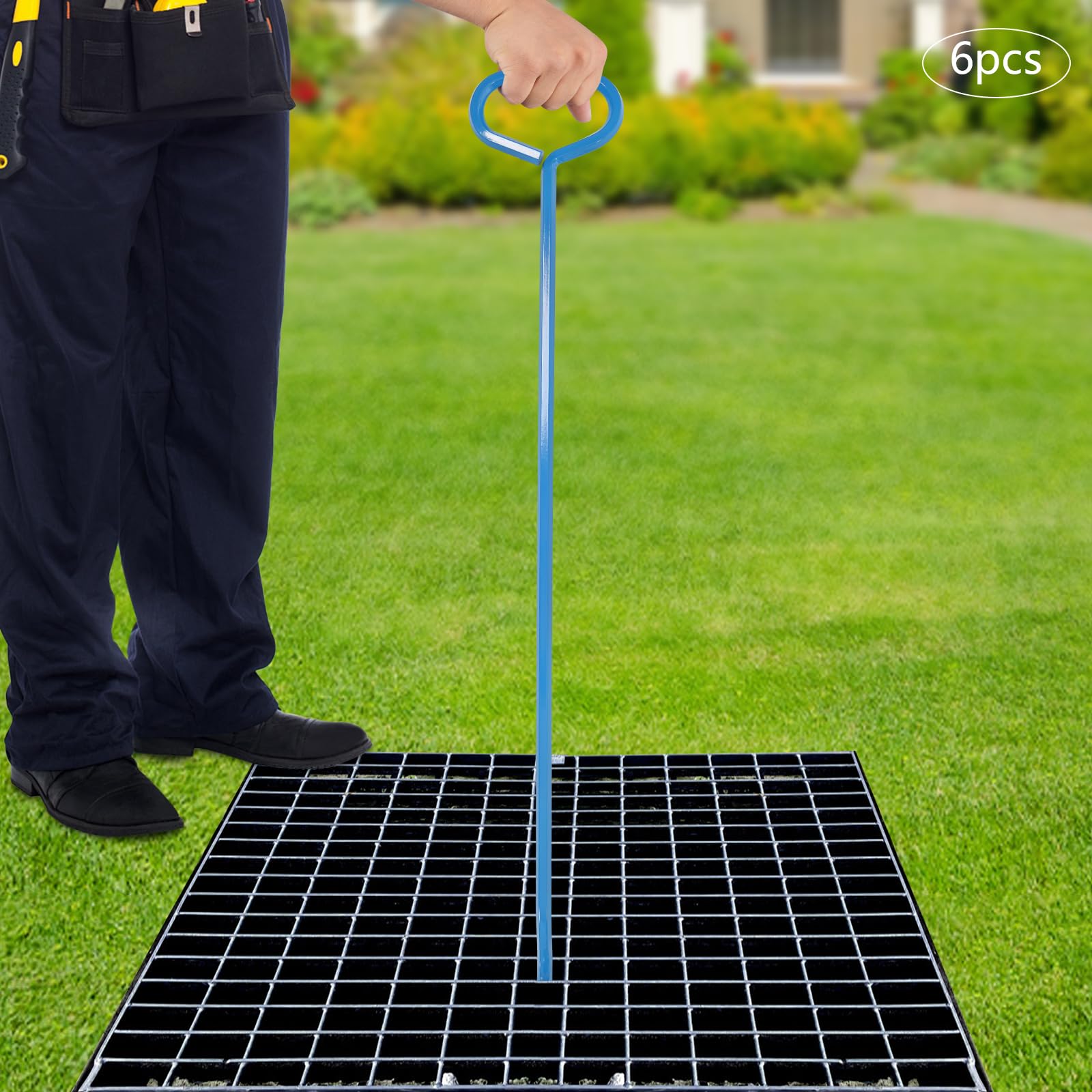 DNYSYSJ Manhole Cover Hook Tool, 30-inch Versatile Lifting Hook with D-Handle, Hexagonal Alloy Steel for Heavy-Duty Lid Lifting, Ergonomic Design for Safe and Easy Operation