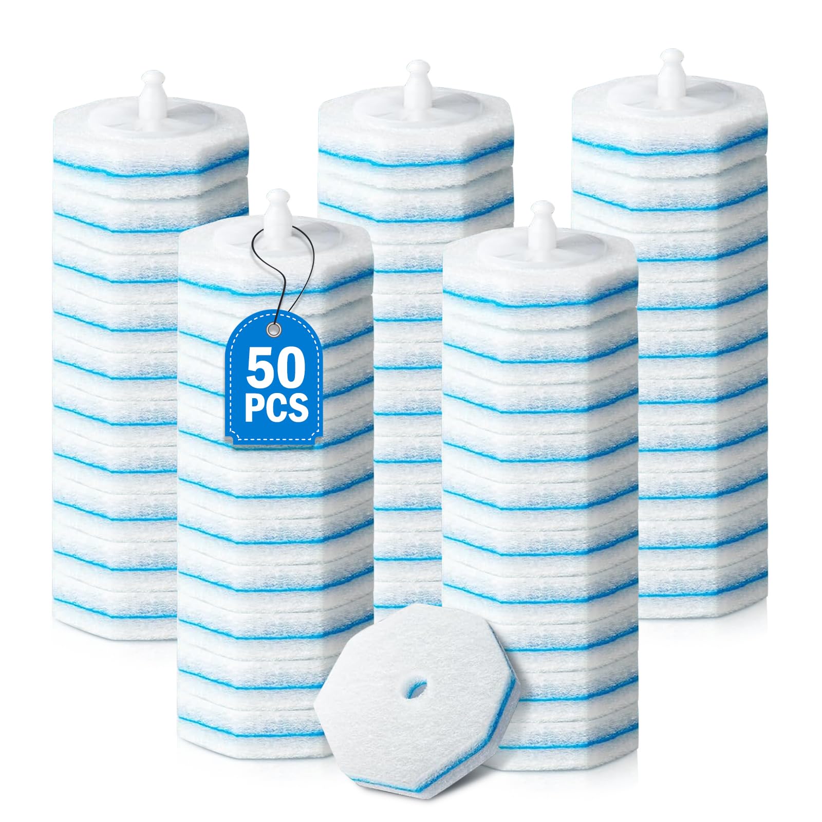 50PC Toilet Bowl Wand Refills, Replacement Heads for Bathroom Washroom Cleaning Refill, Disposable Toilet Brush Refills Compatible with Household Brushes Scrubbers Cleaning Refill Pack Local Stock